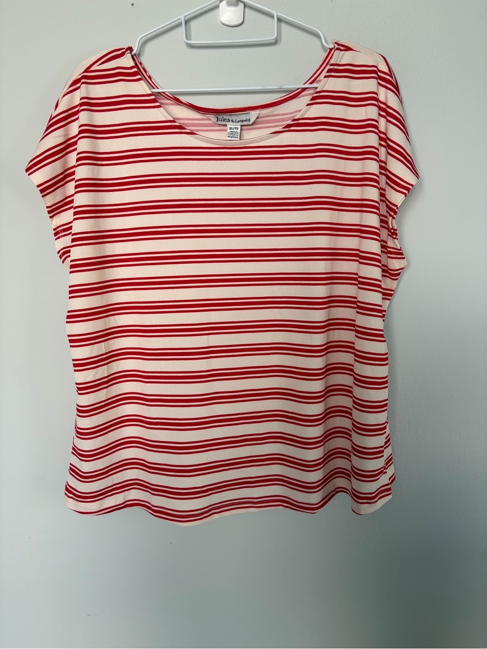 Jules & Leopold Red and Cream Striped Short Sleeve Tee